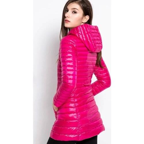 6XL Winter Light And Thin Down Jacket Female 2019 New Six Color Hooded White Duck Feather Basic Slim Coat Women Plus Size HJ157