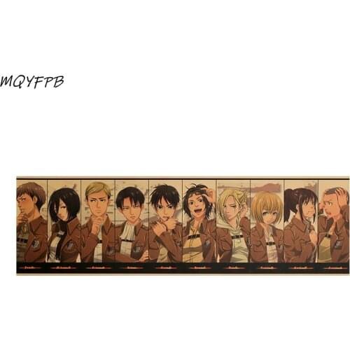 Animation Attack On Titan Character Series Poster Kraft Paper Wall Sticker Decorative Painting Of Household Goods 71x20cm