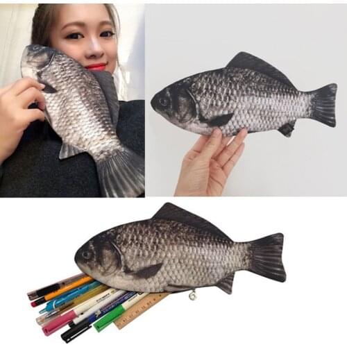 Silver Carp Real Fish-Like Zipper Pen & Make-Up Pouch Pencil Case Funny Rare