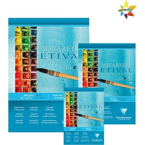 Clairefontaine BLOC ETIVAL AQUARELLE A4,GRAIN FIN,10 FEUILLES,CLAIREFONTAINE,naturel est fabriqué sans acide ni azurant optique