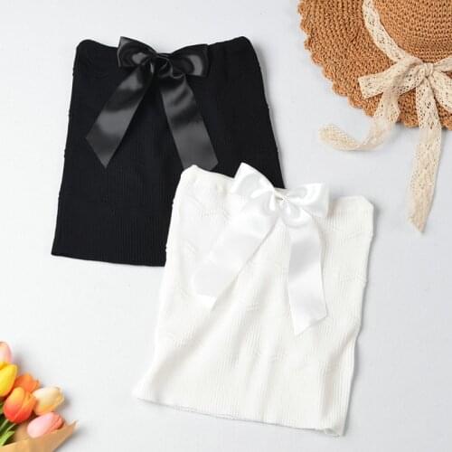 HELIAR Women Bowknot Tops Summer Tube Tops For Women Solid Knitted Cropped Women Plain Crop Tops 2021 Summer Women Clothes