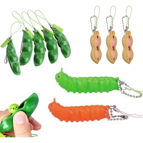 Fidget Toys Decompression Edamame Toys Antistress Popper Toy Infinite Peanut Peas Beans Keychain Fidget Squishy Decompression