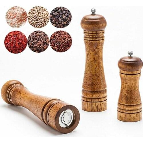 Salt and Pepper Mills Solid Wood Pepper Grinde with Strong Adjustable Ceramic Grinding Core for Picnic, Parties, Restaurant, BBQ
