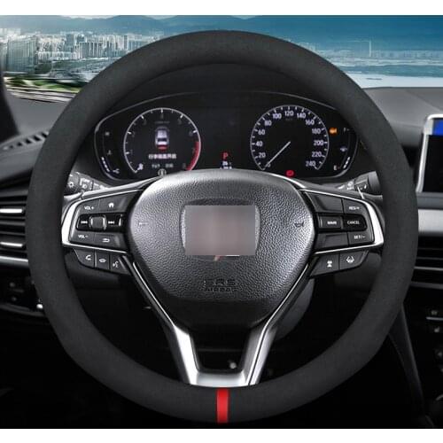 MIDOON Carbon Fiber Cow Leather Car Steering Wheel Cover For Honda Civic CRV BRV Fit Jazz Accord City Freed Mobilio Stream
