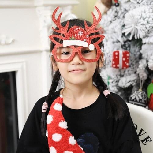 Cute Christmas Elk Antlers Cloth Glasses For Child Kids,Christmas Party Cosplay Glasses Decoration Childrens Christmas Gift