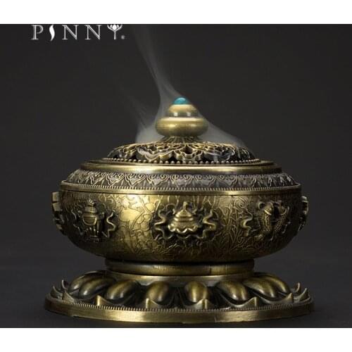 Nepalese Alloy Incense Burner Large Metal Coil Incense Base Home Decoration Accessories Cone Incense Base Zen Decor