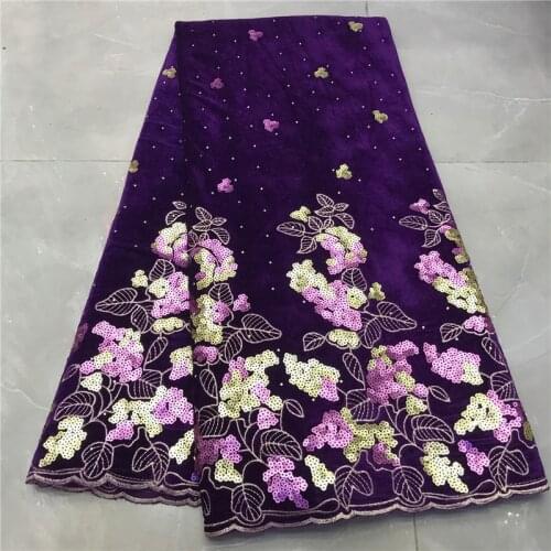 2020 Latest Velvet sequined lace fabric French Nigerian Lace Fabrics High Quality sequin African Lace Fabric Wedding dress j19-1