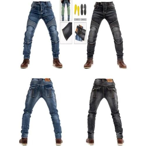 Europe and America New Motorcycle velvet riding pants four seasons side zipper jeans protective gear slim fit anti-drop pants