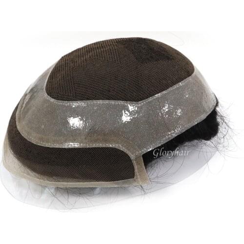 GLORYHAIR New Swiss Lace- Invisible Hairline Toupee Human Hair Lace Frontal Wig for Men 130% Hair Density Hair Patch