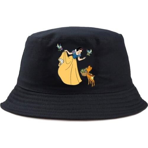 Disney Snow White and the Seven Dwarfs Bucket Hat Cartoon Graphic Beauty Classic Kids Harajuku Fishing Hat Summer Casual Panama