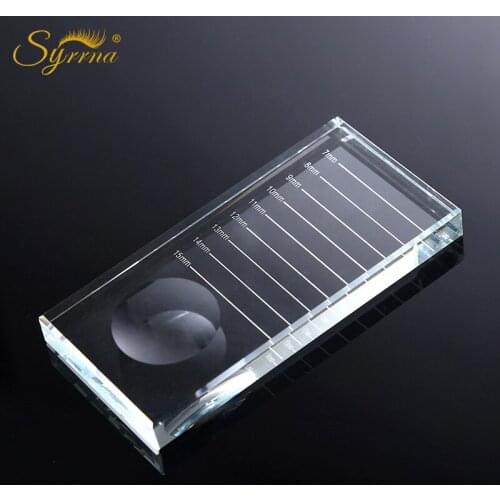 Syrrna Eyelash Pallet Crystal Glass Straight Stand Pad False Eyelashes Holder Transparent Glue Lashes Holders Beauty Makeup Tool