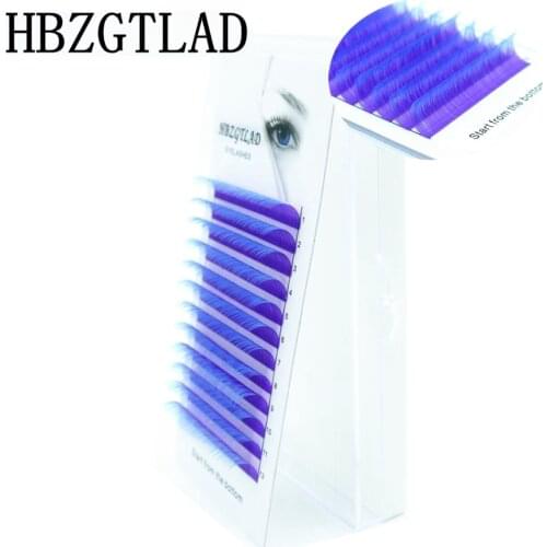 HBZGTLAD New C/D 8-15mm false lashes Gradient Water purple+blue green eyelash individual colored lashes Faux eyelash extensions