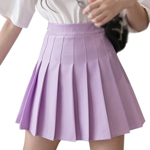 Sexy women short skirt cute female pleated skirt Anti-glare high waist solid color mini skirt summer female skirt