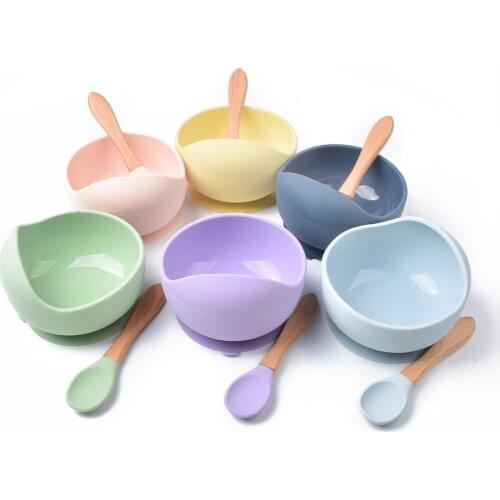 1set Silicone Baby Feeding Bowl Tableware Waterproof Spoon Non-Slip Crockery BPA Free Silicone Dishes for Baby Bowl Baby Plate