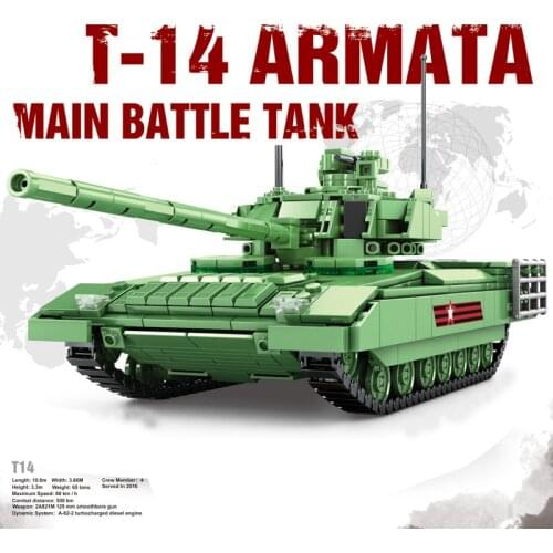 Modern military russia T-14 Armata main battle Tank batisbricks building block ww2 army force figures vehicle brick toys