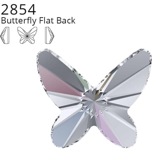 1PCS Original Crystals from Swarovski 2854 Butterfly Flat Back No Hotfix Flat Back Rhinestone Strass for Nail art Jewelry Making