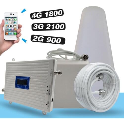 2G 3G 4G Tri Band Booster GSM 900+DCS/LTE 1800(B3)+UMTS/WCDMA 2100(B1) Mobile Signal Repeater 900/1800/2100 Signal Amplifier Set