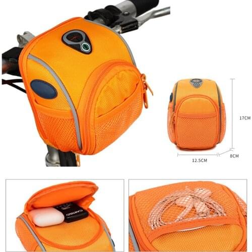 Bicycle Front Bag Electric Mountain Scooter Bike Bag Cycle Accessories 12.5X15X8cm with Reflective Strip High Capacity