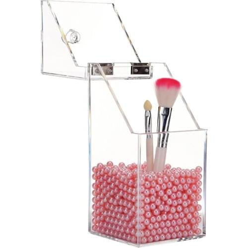 Women Makeup Storage Box Acrylic Clear Makeup Brush Storage box with cover Plastic Makeup organizer Cosmetic tool Holder