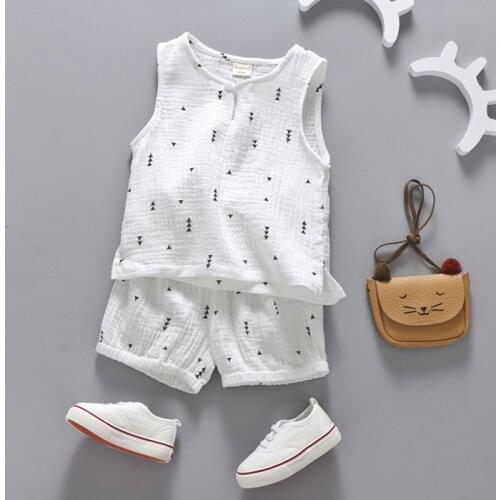 ZWF171 Cotton Boys Girls Suit Summer Sleeveless Vest Shorts 2pcs Suit Children Set 2020 Clothing Kids Sets Toddler 3-10T