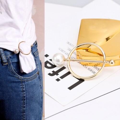 10Pcs Women Pearls Round Circle Scarf Ring Waist Buckle Silk Clasp Clips for Neckerchief T-Shirt Shawl Ring Wrap Holder DropShip