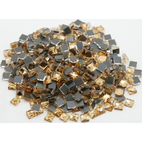 110pcs/lot 6x6mm Light Coffee Flatback Square glass Beads Flatback Crystal Hot Fix Rhinestones For Clothing Decorations