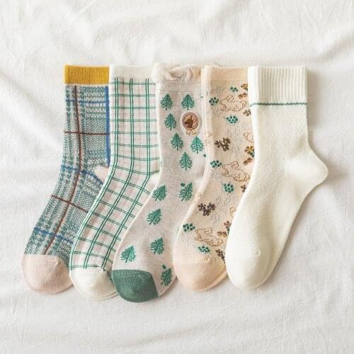 2021 News Womens Socks Cotton Soft Cartoon Cute Print Kawaii Crew Socks Japanese Style Harajuku Streetwear Long Sock