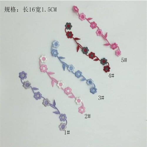 4pc 5Color Rose shoes flowers embroidery stickers Iron on decorative accessories Hot fix patch coat repair patch 1.5X16cm BD0286