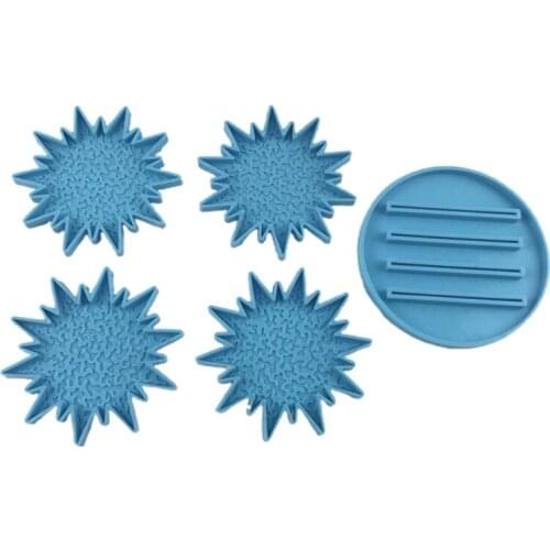 5 Pcs/Set Coaster + Stand Epoxy Resin Mold Cup Mat+Holder Base Casting Silicone Mould DIY Crafts Jewelry Home Decorations