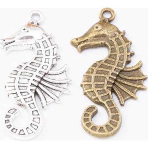 50pcs 39*19MM Antique tibetan silver color seahorse charms vintage bronze pendants for bracelet earring diy jewelry making