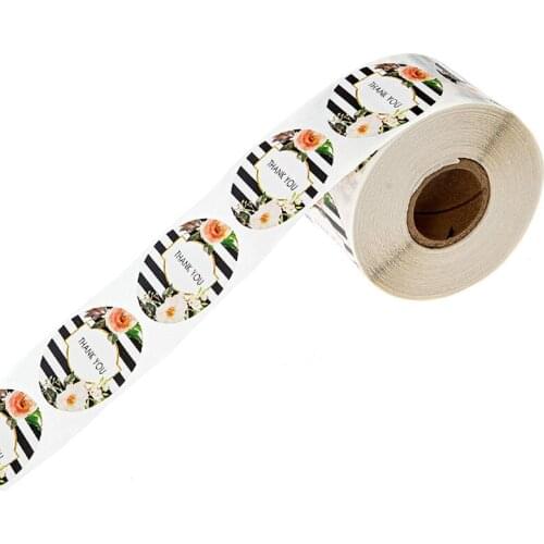 500pcs Round Flower Paper Self-adhesive Stickers Stick-On Label Flower Packing Envelope Seal-Sticker Scrapbooking Craft Supplies