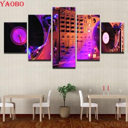 5D DIY Diamond embroidery 5 Pieces DJ Night Club Of Mural Bar Decor Mosaic Full Round/Square drills Diamond Painting wall art