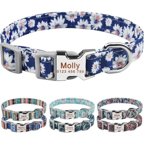 AiruiDog Small Large Personalized Dog Collar Custom Engraved Name ID Tag Boy Girl Dogs Unisex Dog Collar