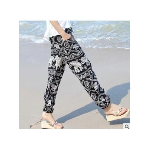 1pcs/lot Elephant Pants Harem Summer Casual Boho Beach casual summer elastic waist mid waist elephant pants