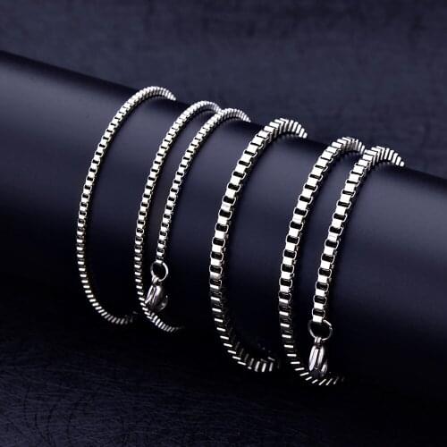 Stainless Steel Box Chain 2mm 3mm 4mm Width Necklace DIY Jewelry Men Women Necklace Link Punk Chain Accessory Wholesale