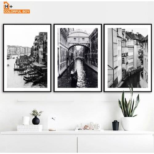 COLORFULBOY Paris Building Landscape Wall Art Canvas Painting Black White Posters And Prints Wall Pictures For Living Room Decor