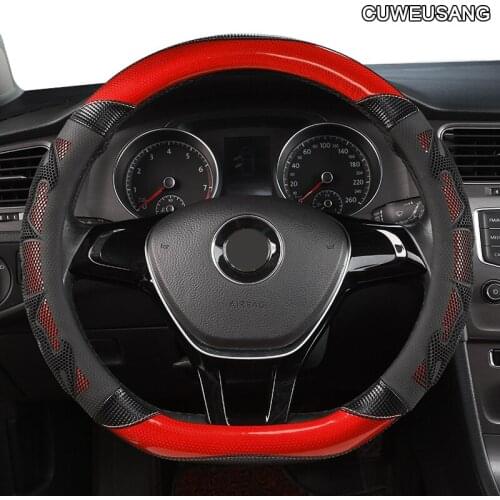 CUWEUSANG Carbon Fiber Leather Car Steering Wheel Cover For C1 C3 C4 C5 DS4 DS5 Berlingo B9 Xsara Picasso Jumpy Saxo Spacetourer