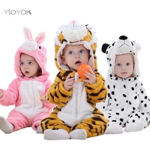 Baby Rompers Tiger Girls Clothes New Born Baby Cartoon Pajamas Winter Animal Flannel Outfits Toddler Costume Baby Boys Jumpsuits