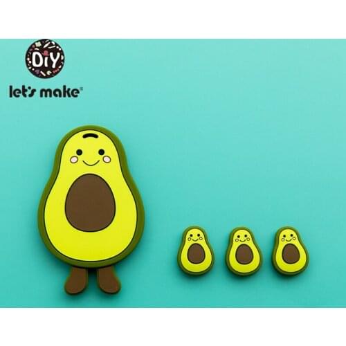 Lets Make 10pcs Silicone Teether Baby Crib Toys Infant Teething Avocado Baby Sensory Toy Pendant Rodent Safe Baby Teether