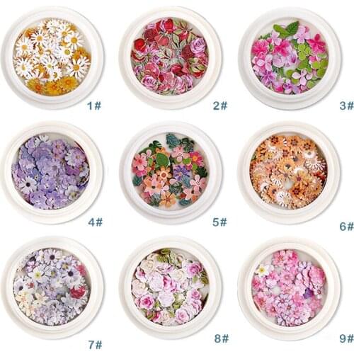 DIY Manicure Decal Flower Nail Ornaments Paper Flowers Resin Filler for Resin Craft Making Jewelry