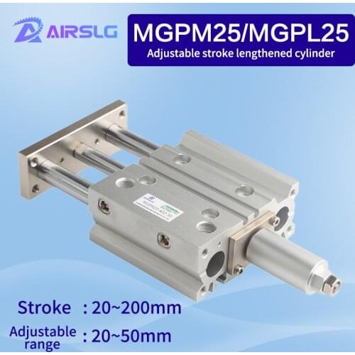MGPL MGPM25 MGPL25 -20Z~200Z StrokThree-axisthin Rod Cylinder Compact guide Stable pneumatic Adjustable stroke cylinder-20-30-50