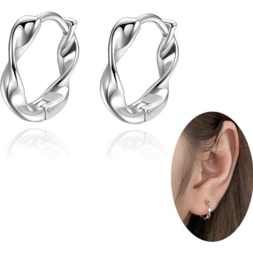 Hot Sale 8mm Twisted Mini Small Minimalist Hoop Earrings Sterling Silver 925 Gold Mini Huggie Earring Women Men