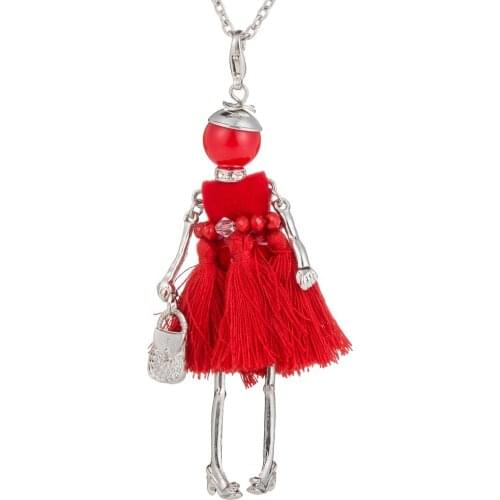 Hot Sale!!Women Doll Pendant Maxi necklace handmade Tassel dress girl cute romantic Brand hot princess fashion jewelry female