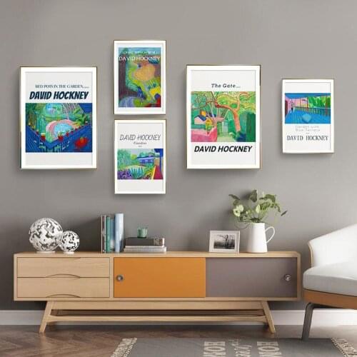 Oil Painting Canvas Art by David Hockney 2015 Garden Abstract Landscape Poster and Prints Blue Terrace Wall Picture Room Decor