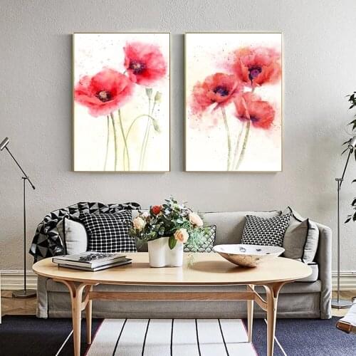 Poppy Flower Canvas Art Paintings On The Wall Abstract Red Flowers Pop Art Posters And Prints Cuadros Pictures For Living Room