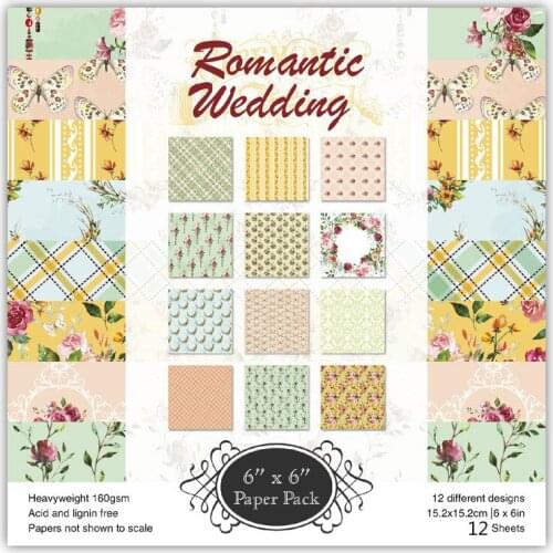 KLJUYP 12 Sheets Ramantic wedding Scrapbooking Pads Paper Origami Art Background Paper Card Making DIY Scrapbook Paper Craft