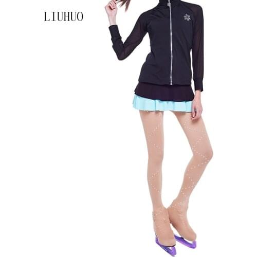 Ice Skating Figure Skating Socks Pantyhose Stockings With Shoes Cover Turning Skater Rhinestone Pants Folding pattern