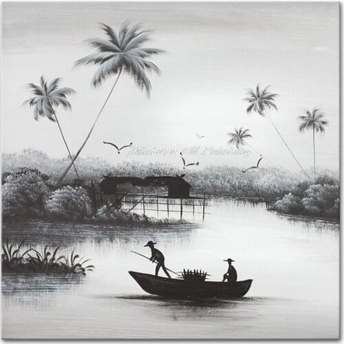 Stay Out Late Handmade Ash Black Colored Background Landscape Oil Painting On Canvas Office Home Decoration Wall Art Pictures