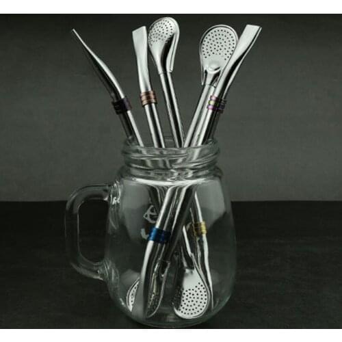 Washable Drinking Straws Hygeian Stainless Steel Tea Straw Gourd Utensils Filter Stirring Spoons Drinks Tools Bar Accessories