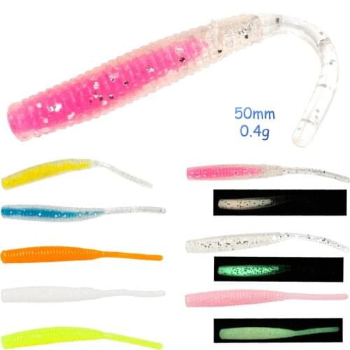 Micro Mini Soft Lures Rock Fishing 70pcs 4.8cm 0.4g Worms Shone Soft Bait Shad Fly Fishing Silicon Bait Fishing Jig Lure